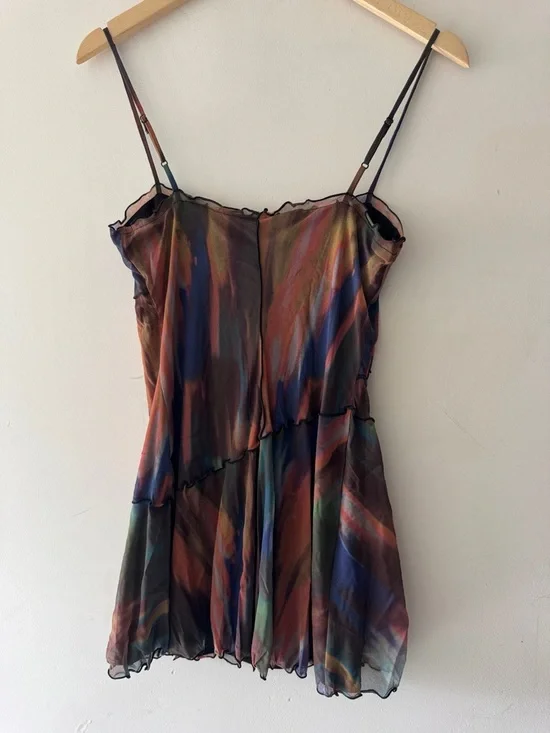 Urban Outfitters Moxie Multi Mesh Mini Slip Dress Tie Dye - Picture 6 of 9